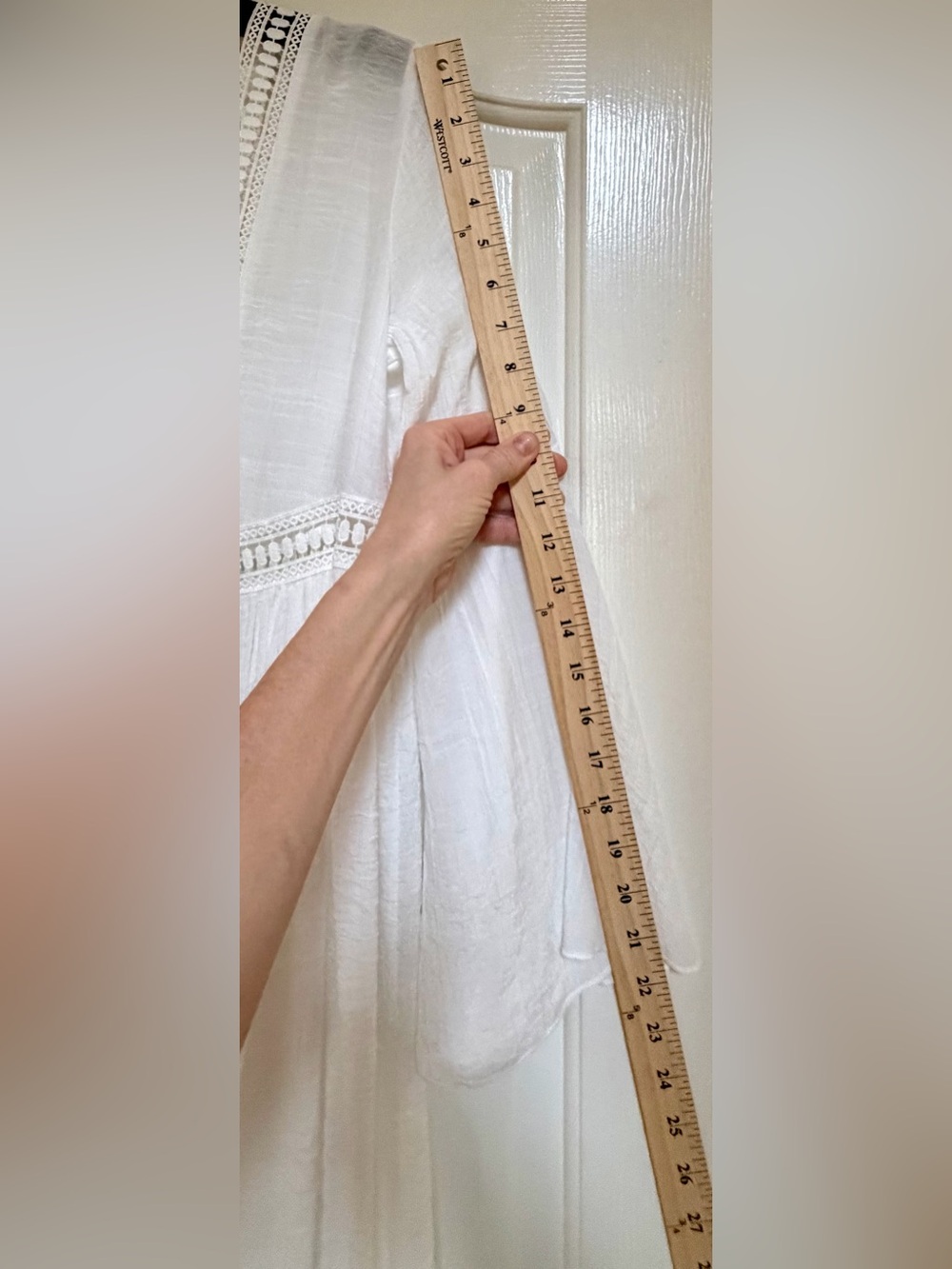 Cupshe Cream Crochet Trim Maxi Cover Up Bell Sleeve Boho Beach Swimwear OS - Picture 16 of 16